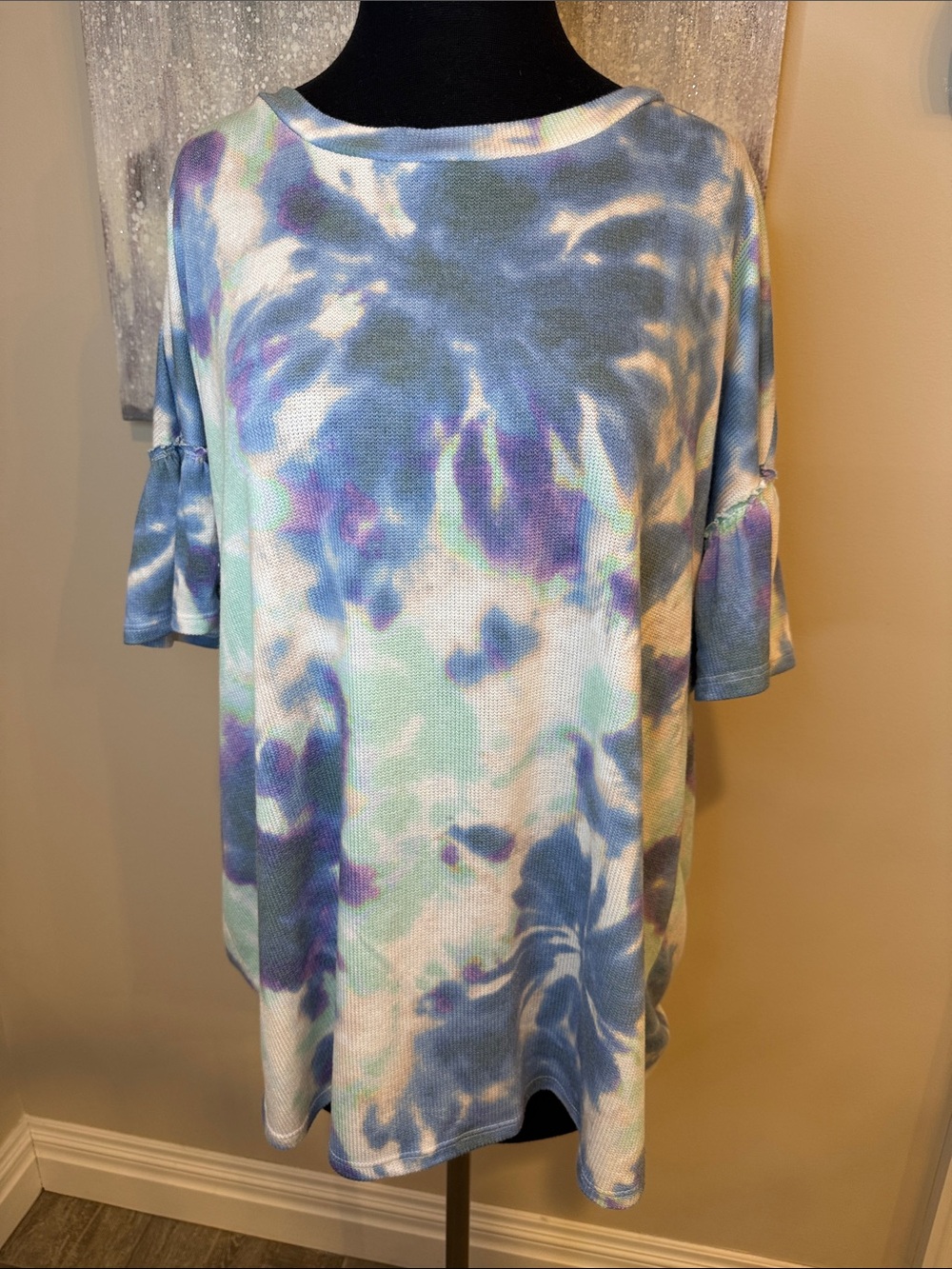 Bibi Women’s Tie-Dye Short Sleeve Top - Blue & Purple